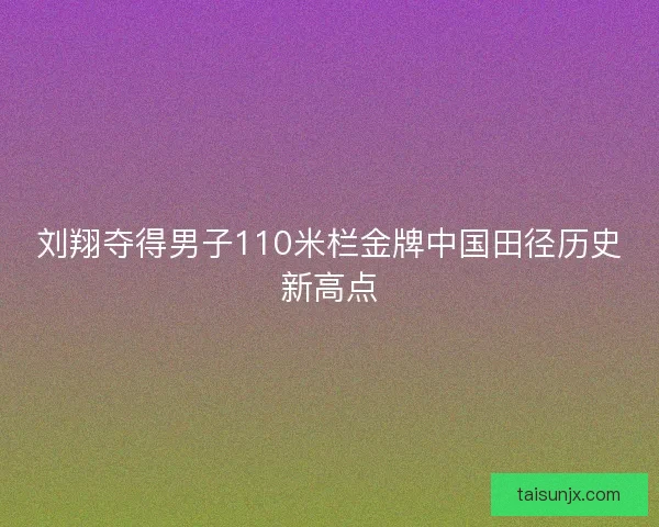 刘翔夺得男子110米栏金牌中国田径历史新高点