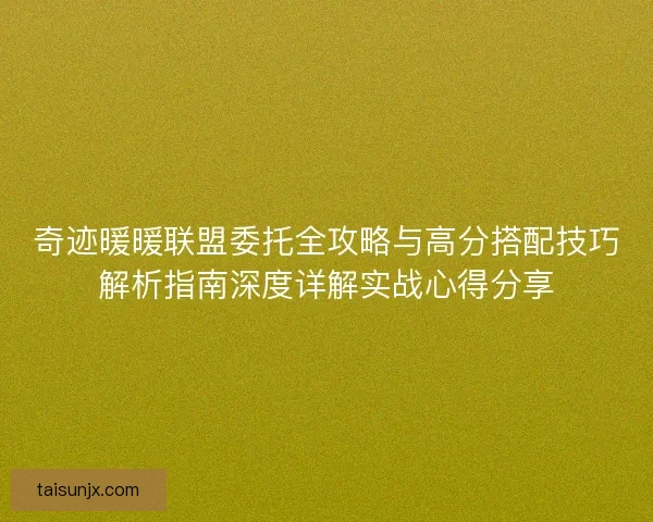 奇迹暖暖联盟委托全攻略与高分搭配技巧解析指南深度详解实战心得分享