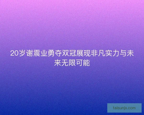 20岁谢震业勇夺双冠展现非凡实力与未来无限可能